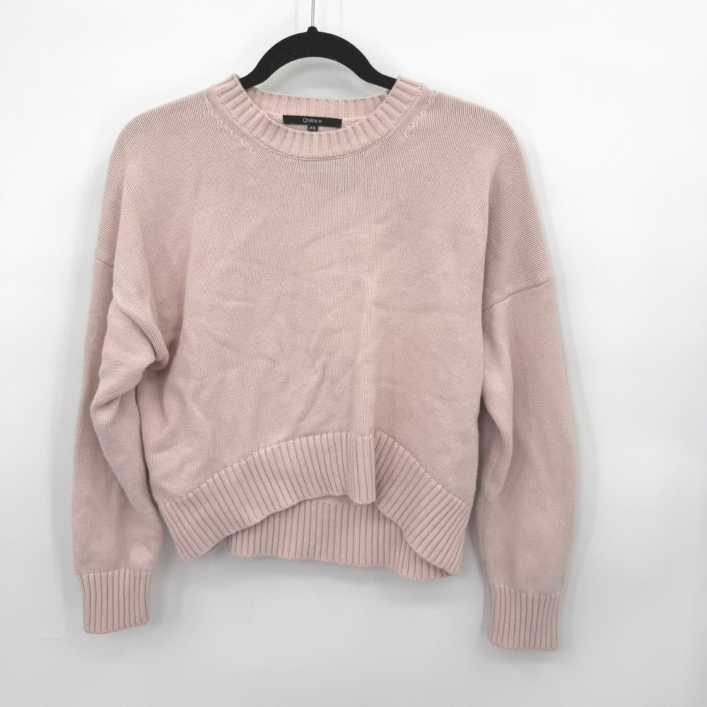 Quince Sweater Women XS Pink Cotton Soft Minimalist Coquette Balletcore Preppy